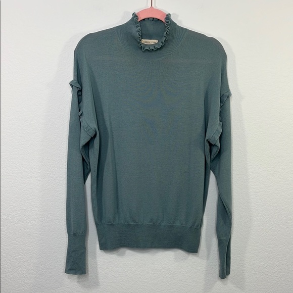Rebecca Taylor Merino Wool‎ Ruffle Turtleneck Sweater size Medium - Picture 2 of 9